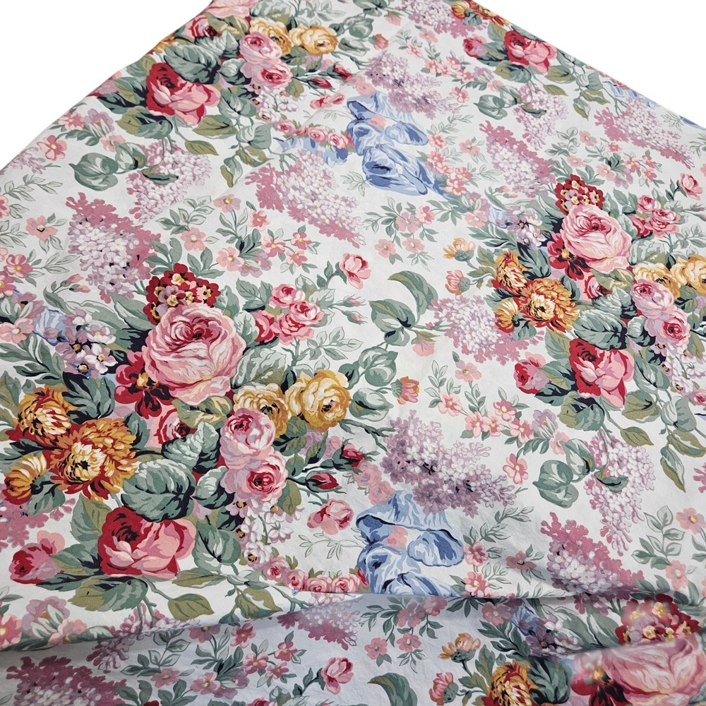 Ralph Lauren Vintage Allison Flat Sheet Twin Floral Cotton Cottagecore Garden
